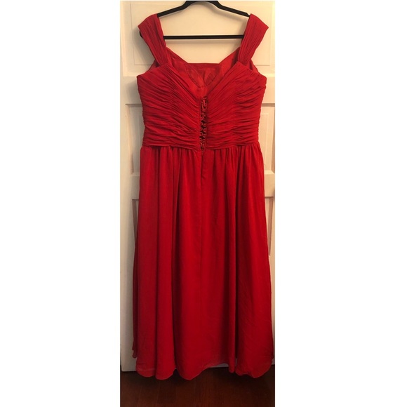 Allure bridals bridesmaids red off the shoulder - Picture 2 of 5